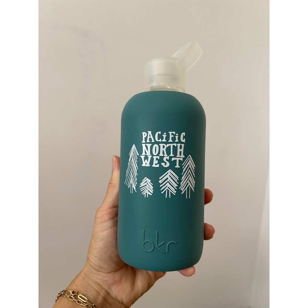 bkr Pacific North West Glass pnw trees Water Bottle 500mL Teal Gorpcore